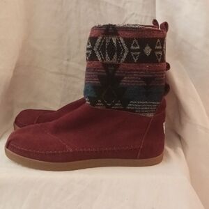 Tom's burgundy multicolor boots